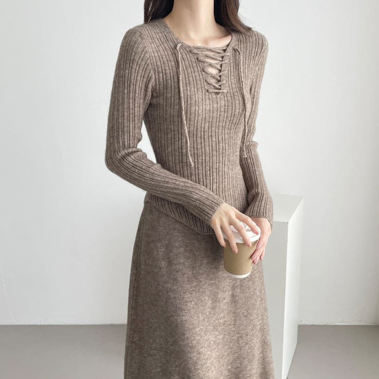 レースアップ×リブニットセットアップ | Doux Belle  | 詳細画像3 