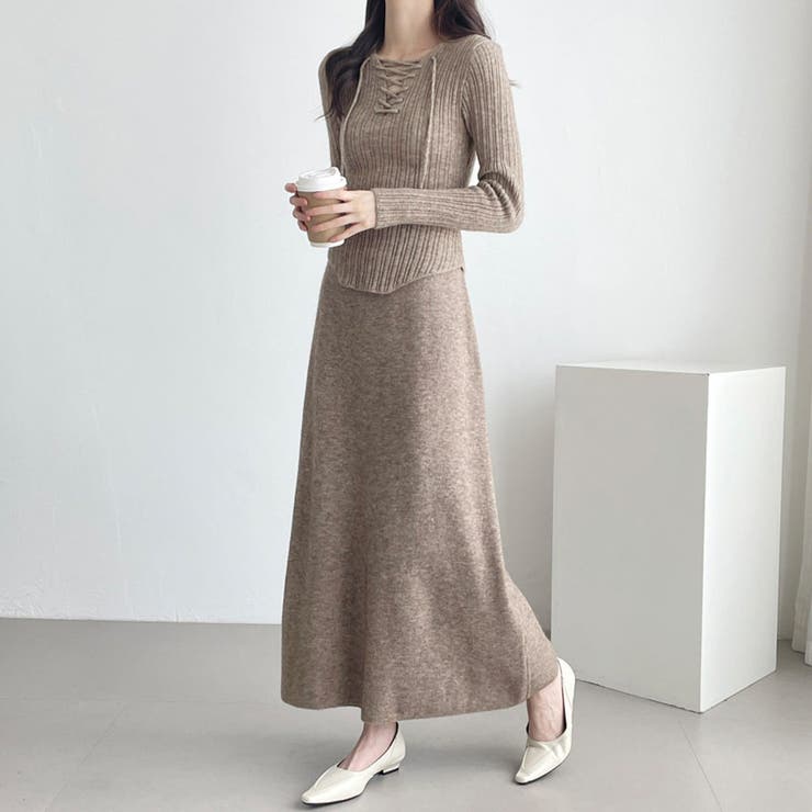 レースアップ×リブニットセットアップ | Doux Belle  | 詳細画像4 