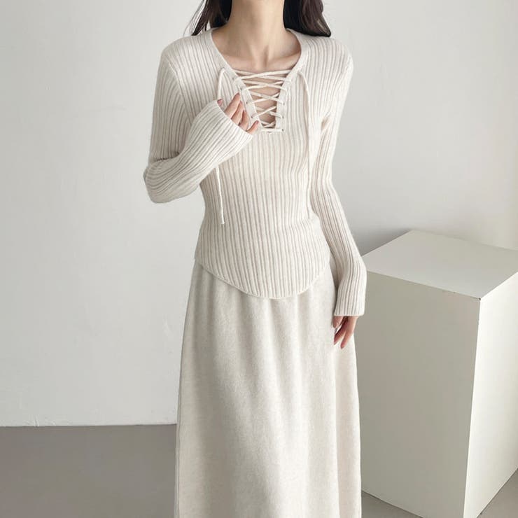レースアップ×リブニットセットアップ | Doux Belle  | 詳細画像7 
