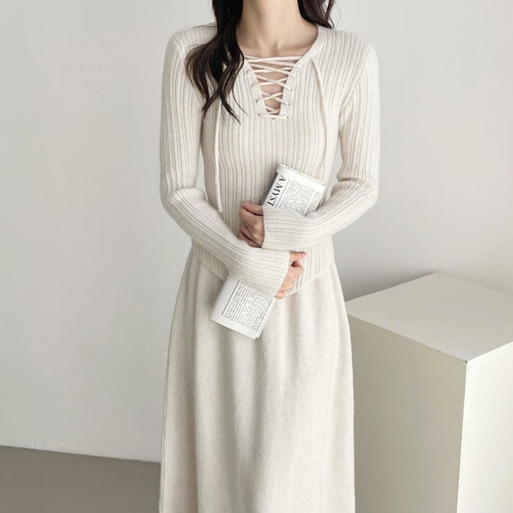 レースアップ×リブニットセットアップ | Doux Belle  | 詳細画像8 