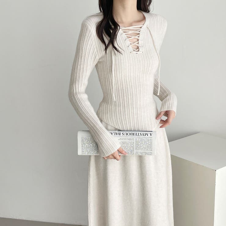 レースアップ×リブニットセットアップ | Doux Belle  | 詳細画像9 