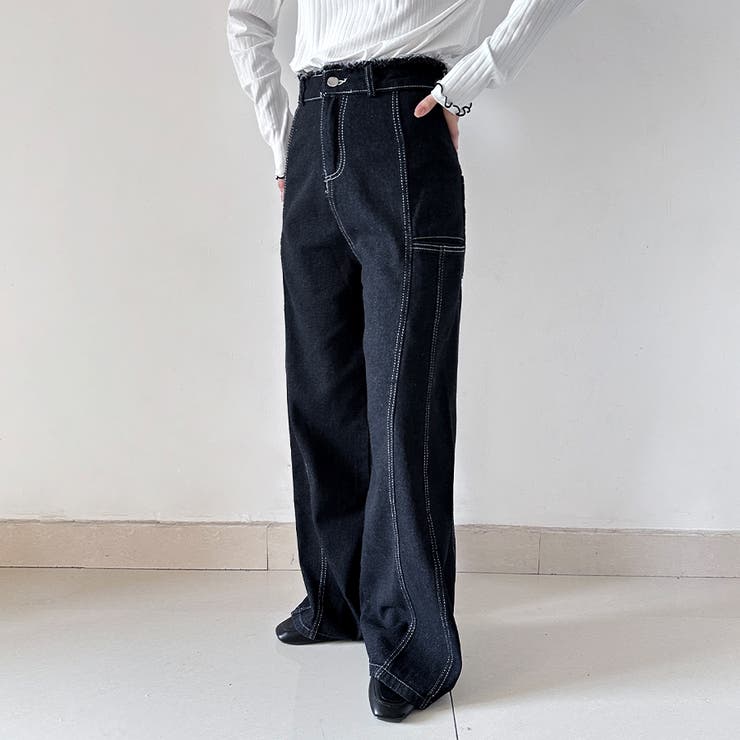 デニムノースリーブベスト＆ワイドパンツセットアップ | Doux Belle  | 詳細画像8 