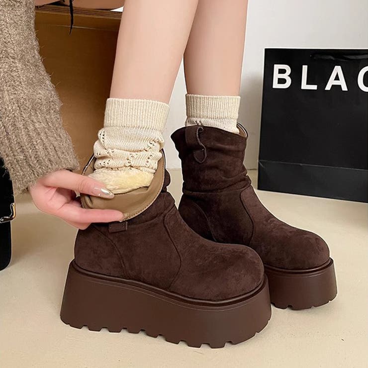 ダークブラウン | スエード調厚底ブーツ | Doux Belle 