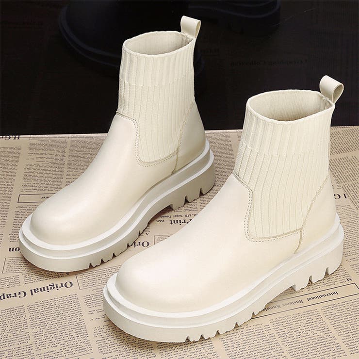 リブソックス風厚底ショートブーツ | Doux Belle  | 詳細画像1 