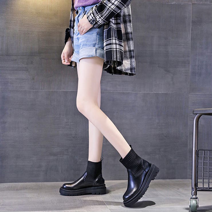 リブソックス風厚底ショートブーツ | Doux Belle  | 詳細画像12 