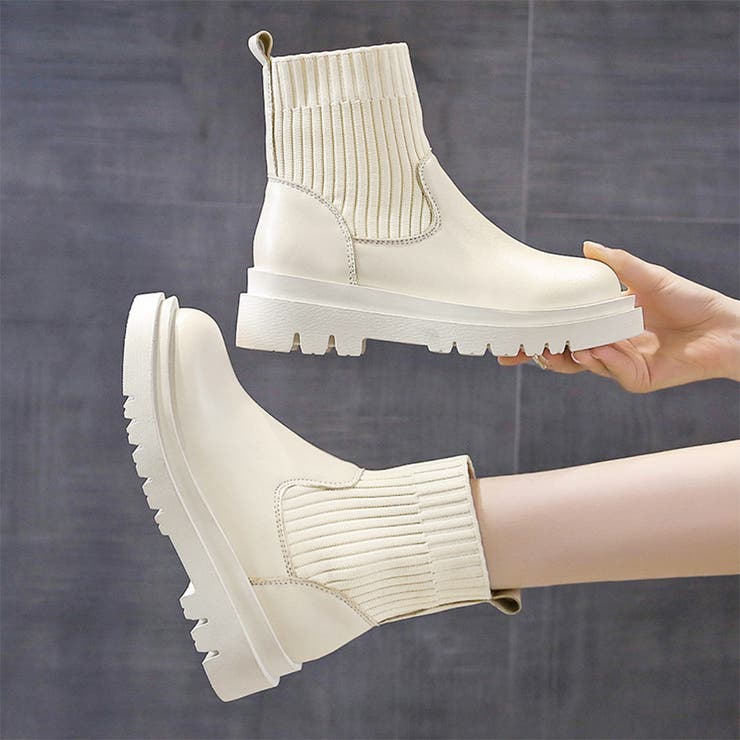 リブソックス風厚底ショートブーツ | Doux Belle  | 詳細画像4 