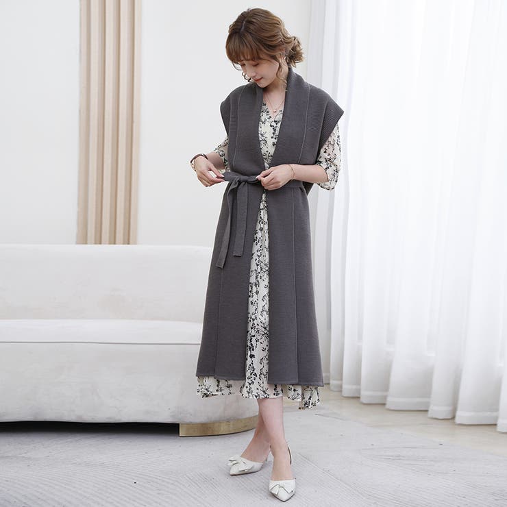 ニットジレ ロングジレ レディース ノースリーブ ロング  レイヤード 重ね着 | Doux Belle  | 詳細画像23 