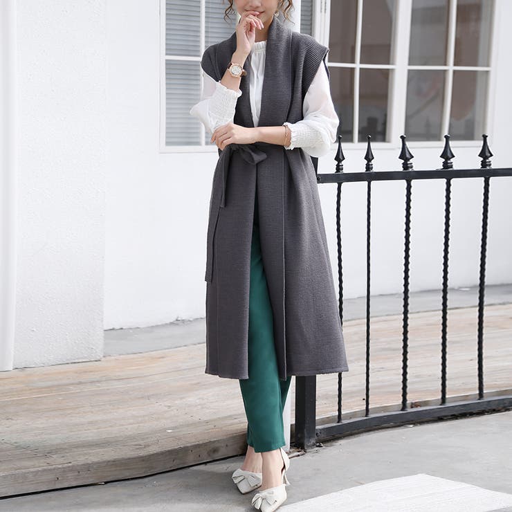 ニットジレ ロングジレ レディース ノースリーブ ロング  レイヤード 重ね着 | Doux Belle  | 詳細画像24 