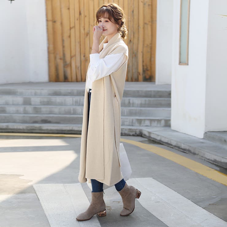 ニットジレ ロングジレ レディース ノースリーブ ロング  レイヤード 重ね着 | Doux Belle  | 詳細画像7 