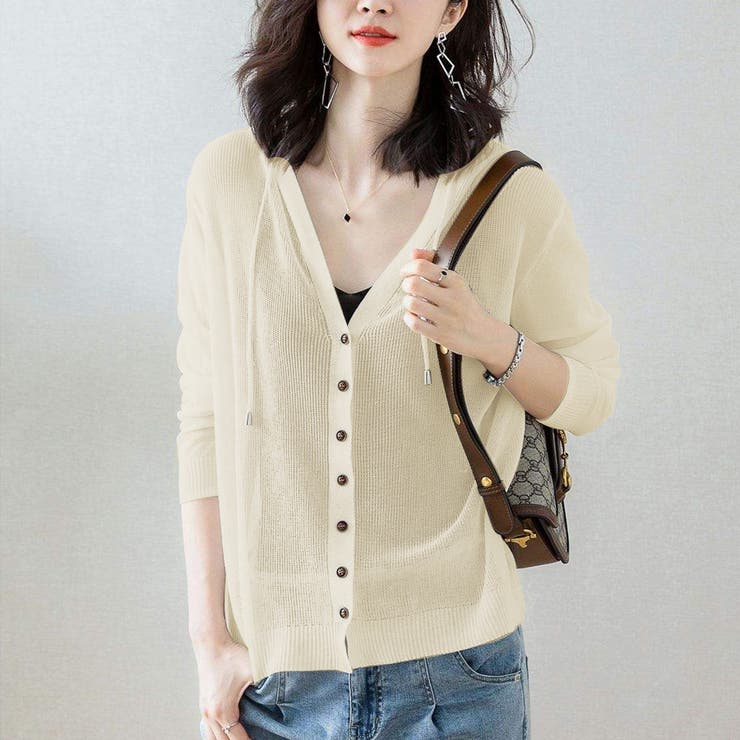 ベージュ | サマーニット ニットカーディガン ニットパーカー | Doux Belle 