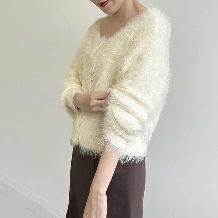 シャギーカーディガン ショートカーディガン コート | Doux Belle  | 詳細画像5 