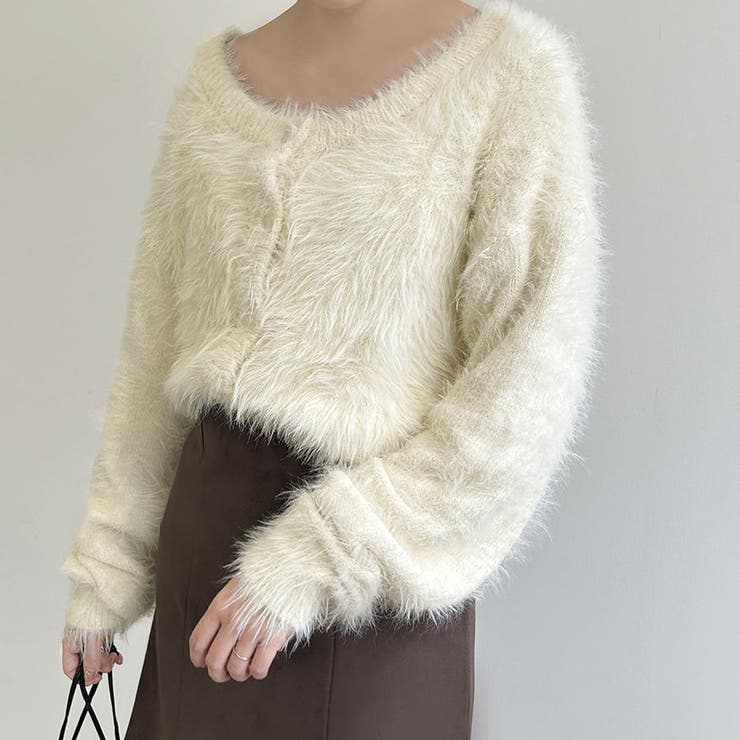 ベージュ | シャギーカーディガン ショートカーディガン コート | Doux Belle 