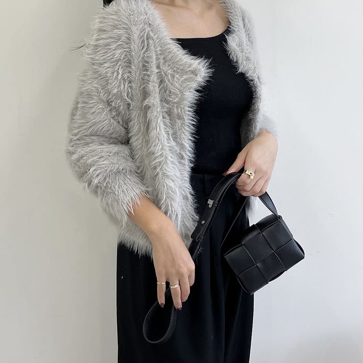 ライトグレー | シャギーカーディガン ショートカーディガン コート | Doux Belle 