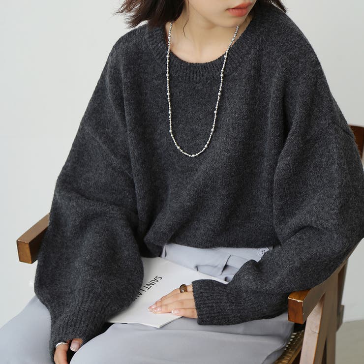 チャコール | トップス セーター ロング | Doux Belle 