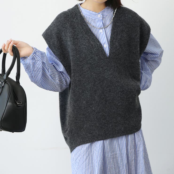 チャコール | トップス ベスト ワイド | Doux Belle 