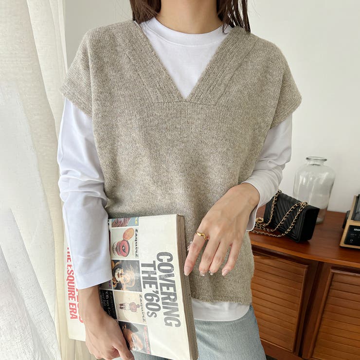 グレージュ | トップス ベスト ワイド | Doux Belle 