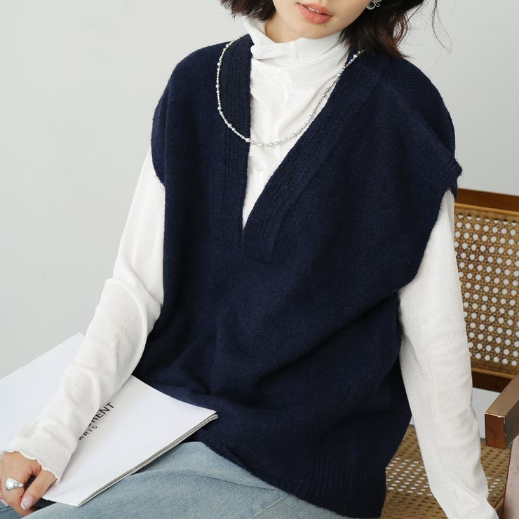 ネイビー | トップス ベスト ワイド | Doux Belle 