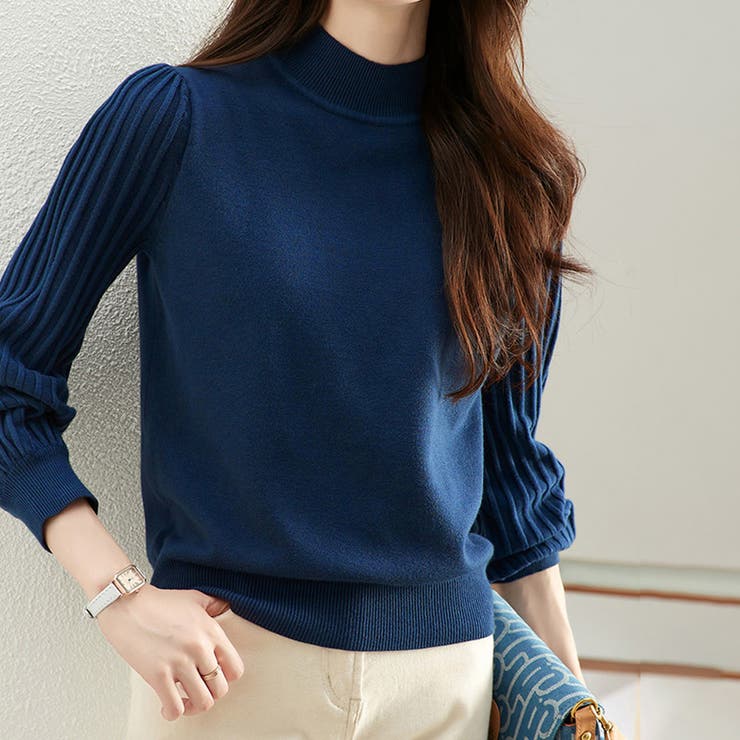 トップス リブ ニットモックネック | Doux Belle  | 詳細画像3 