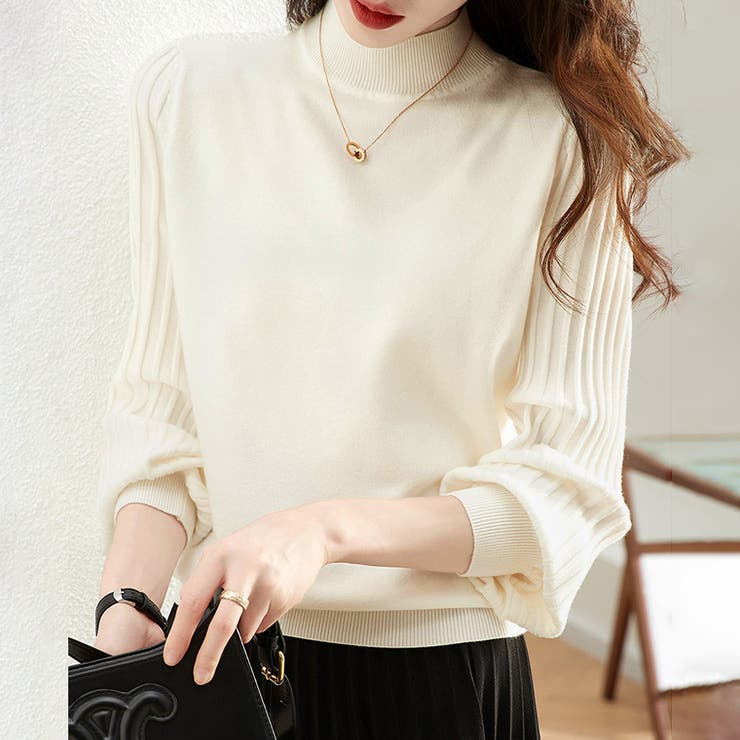 トップス リブ ニットモックネック | Doux Belle  | 詳細画像7 