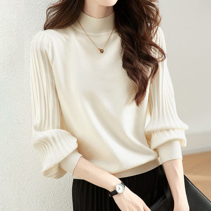 トップス リブ ニットモックネック | Doux Belle  | 詳細画像8 