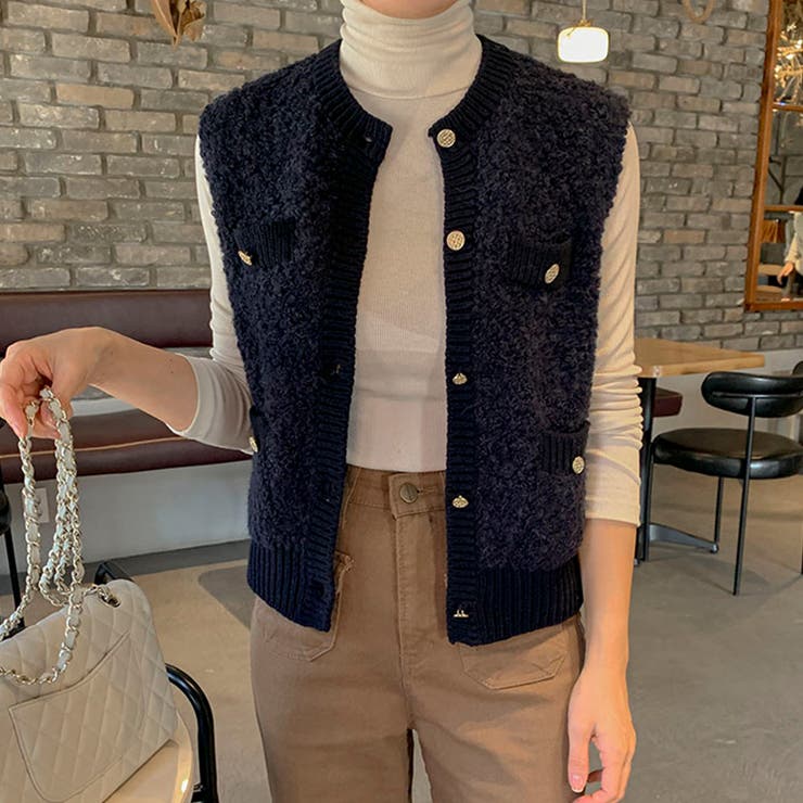 ファー ベスト トップス ベスト アウター[品番：DBLW0001658]｜Doux