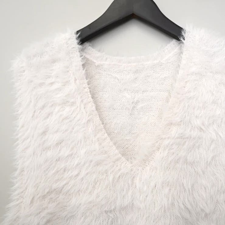 トップス ベストカジュアル ふんわり ファー Vネック シャギー風   | Doux Belle  | 詳細画像9 