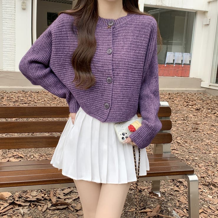 フロントボタン付き モモンガシルエット トップス カーディガン ニット