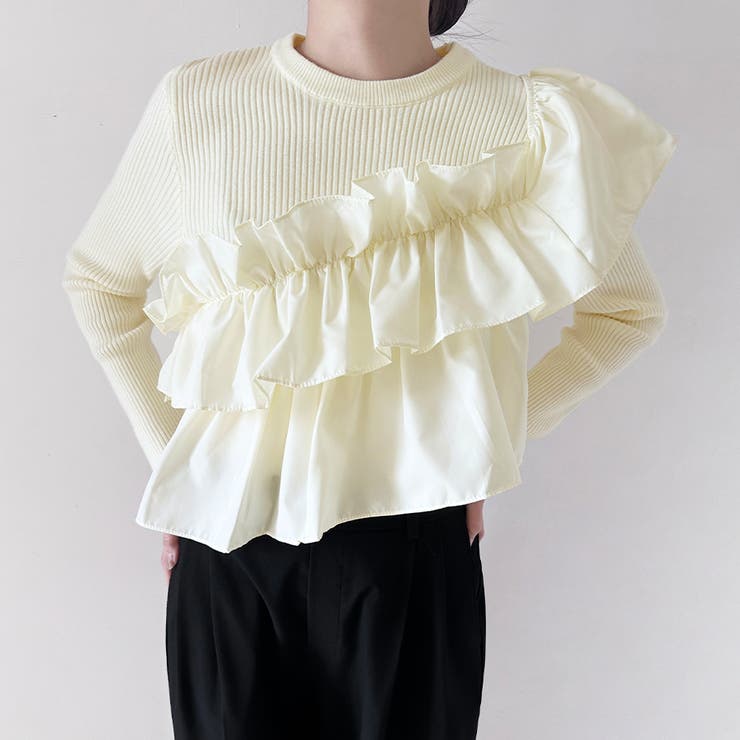 アシメトリーフリルニット | Doux Belle  | 詳細画像2 