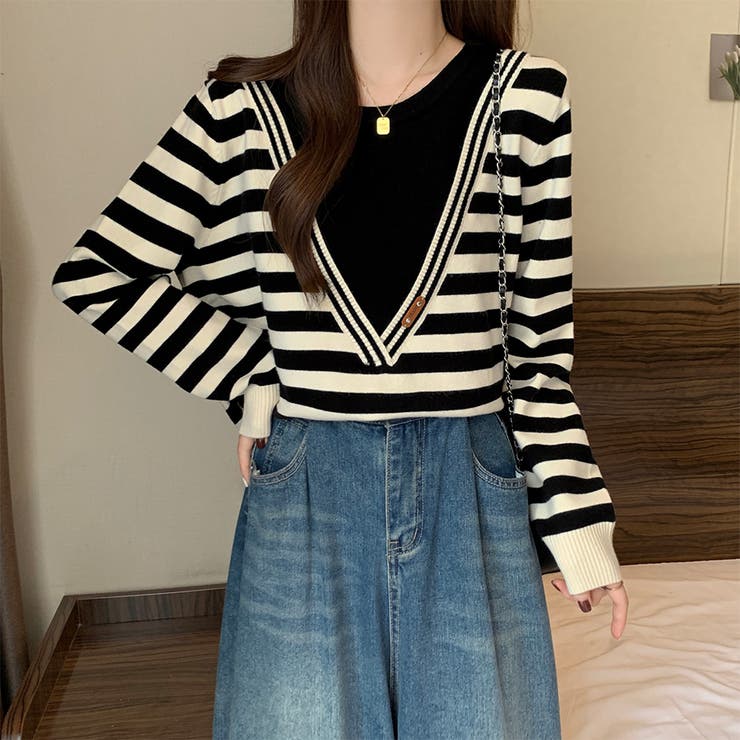 レイヤード風ニットトップス | Doux Belle  | 詳細画像11 