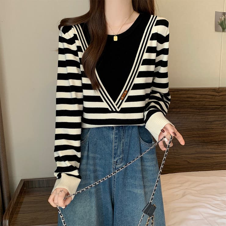 レイヤード風ニットトップス | Doux Belle  | 詳細画像12 