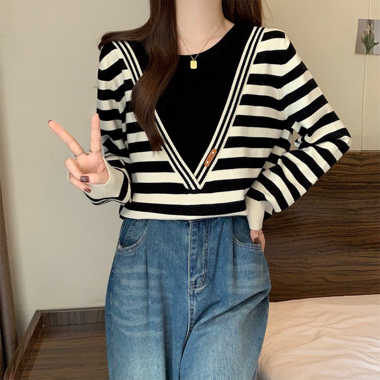 レイヤード風ニットトップス | Doux Belle  | 詳細画像13 