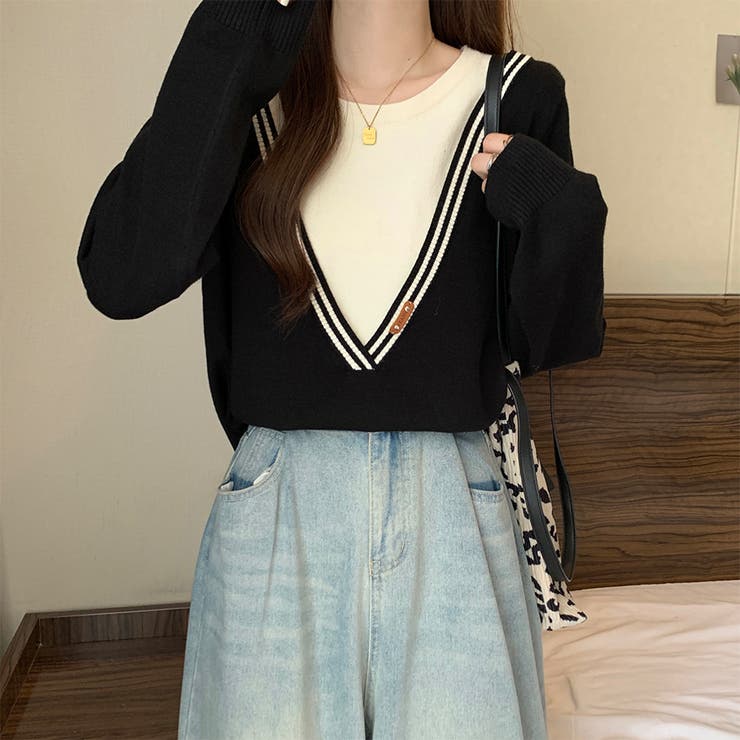 レイヤード風ニットトップス | Doux Belle  | 詳細画像4 