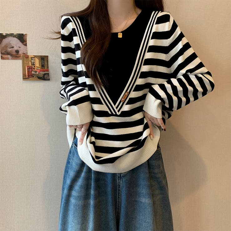 レイヤード風ニットトップス | Doux Belle  | 詳細画像8 