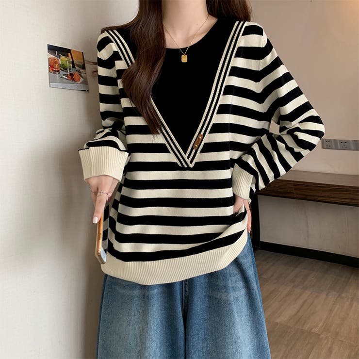 レイヤード風ニットトップス | Doux Belle  | 詳細画像9 