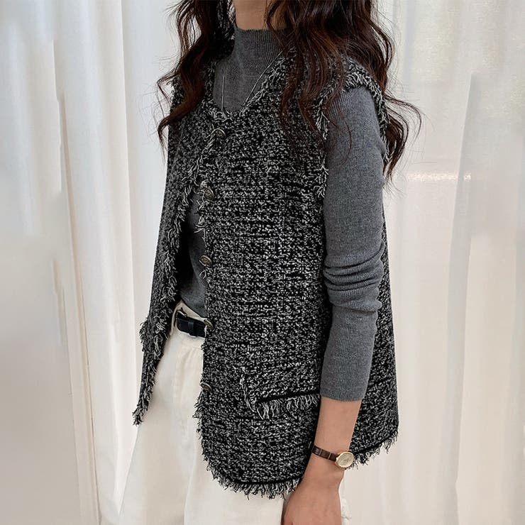 ツイード調フリンジレイヤードベスト | Doux Belle  | 詳細画像11 