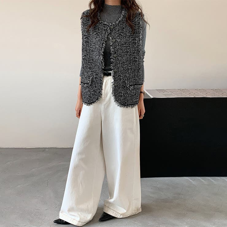 ツイード調フリンジレイヤードベスト | Doux Belle  | 詳細画像12 