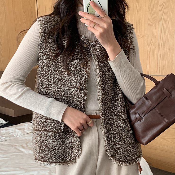 ツイード調フリンジレイヤードベスト | Doux Belle  | 詳細画像5 