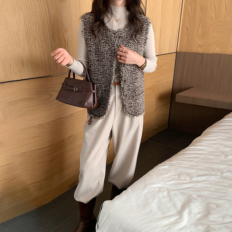 ツイード調フリンジレイヤードベスト | Doux Belle  | 詳細画像7 