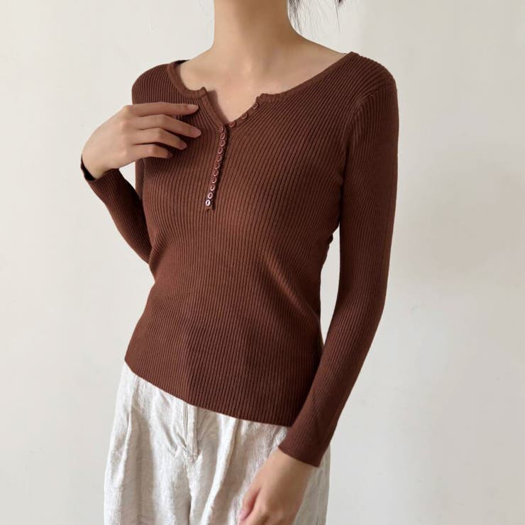 ボタンデザインリブトップス | Doux Belle  | 詳細画像12 