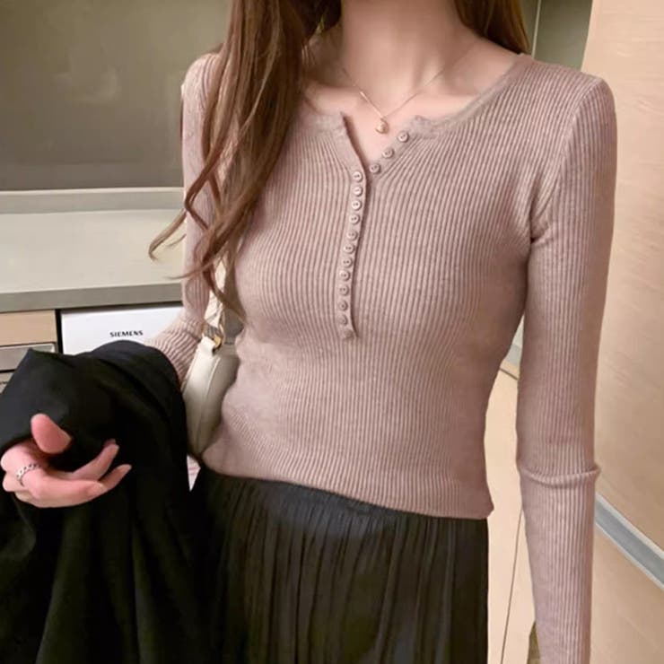 ボタンデザインリブトップス | Doux Belle  | 詳細画像13 