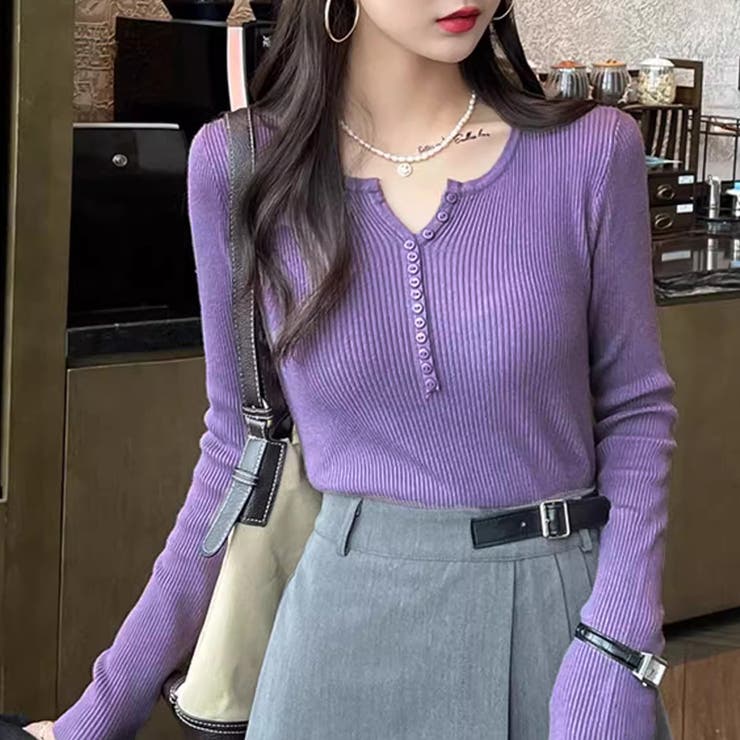 ボタンデザインリブトップス | Doux Belle  | 詳細画像19 