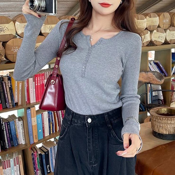 ボタンデザインリブトップス | Doux Belle  | 詳細画像6 