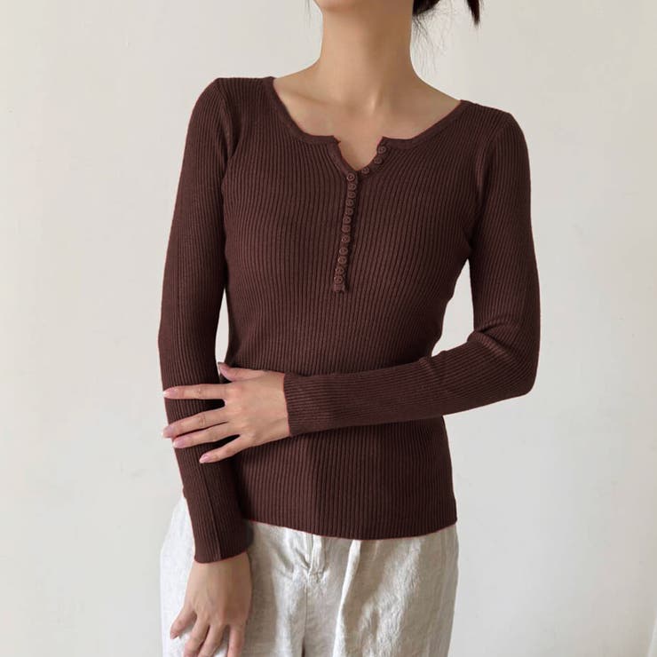 ボタンデザインリブトップス | Doux Belle  | 詳細画像8 