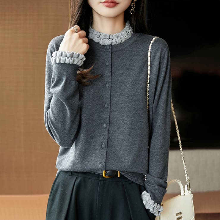 フリルデザインボタンニットトップス | Doux Belle  | 詳細画像2 