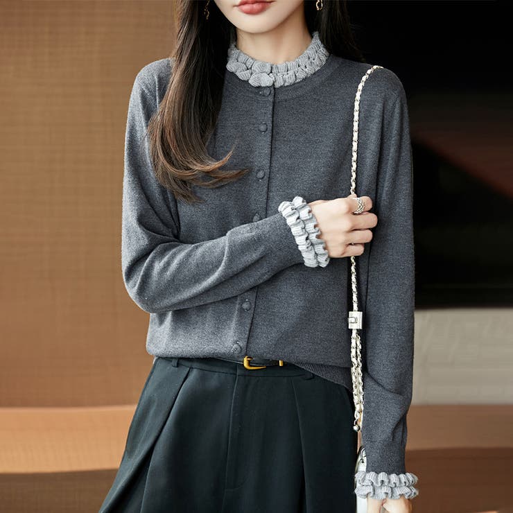 フリルデザインボタンニットトップス | Doux Belle  | 詳細画像3 