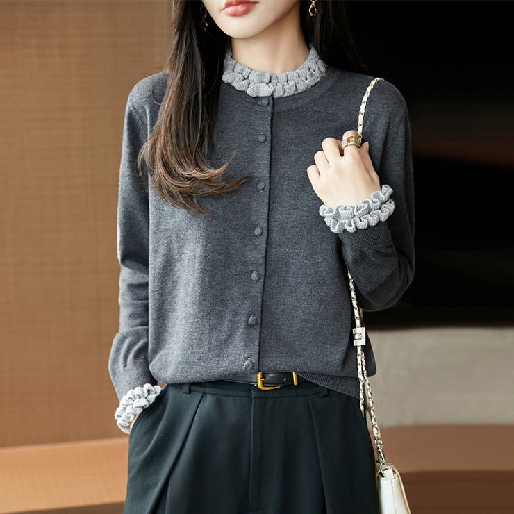 フリルデザインボタンニットトップス | Doux Belle  | 詳細画像4 