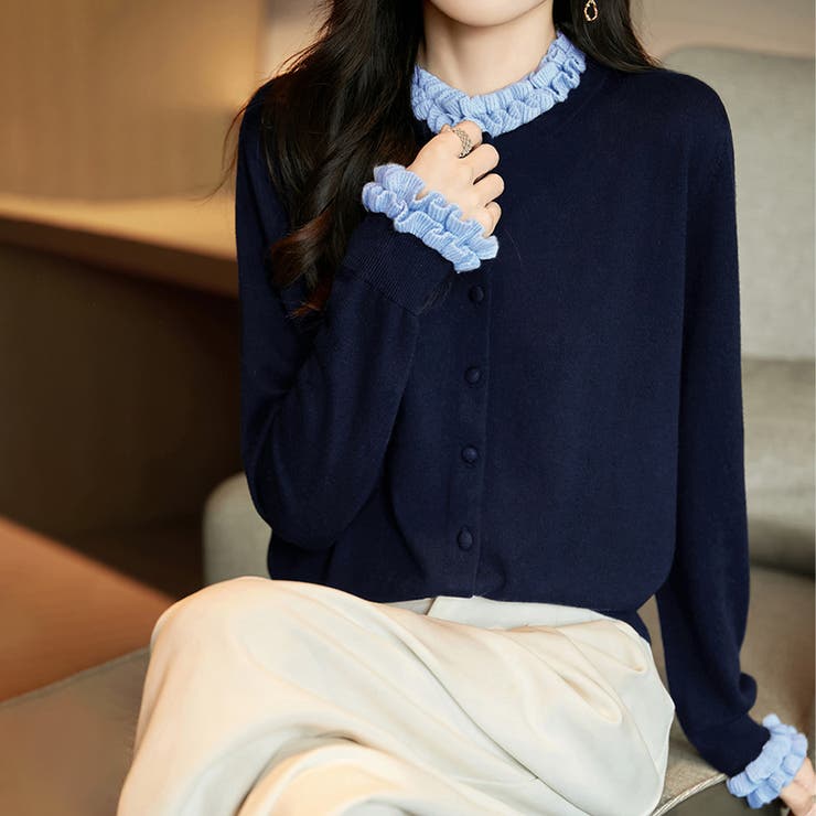 フリルデザインボタンニットトップス | Doux Belle  | 詳細画像7 