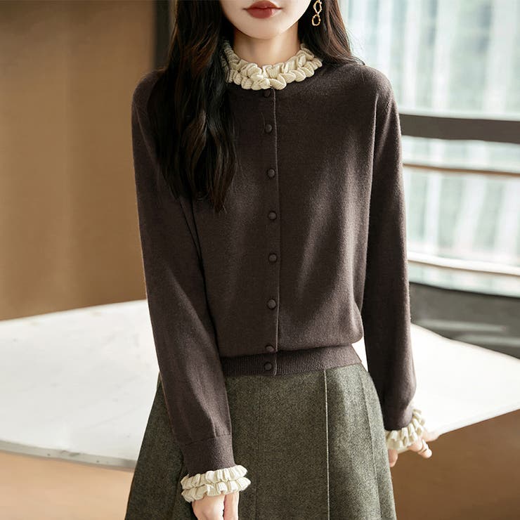 フリルデザインボタンニットトップス | Doux Belle  | 詳細画像9 