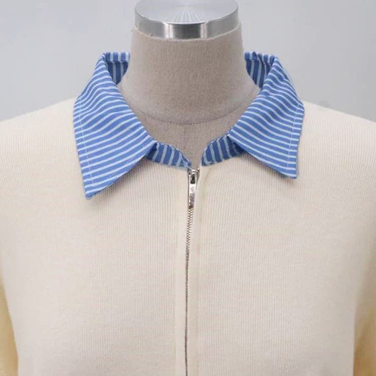 レイヤード風ジップニットストライプシャツ | Doux Belle  | 詳細画像16 