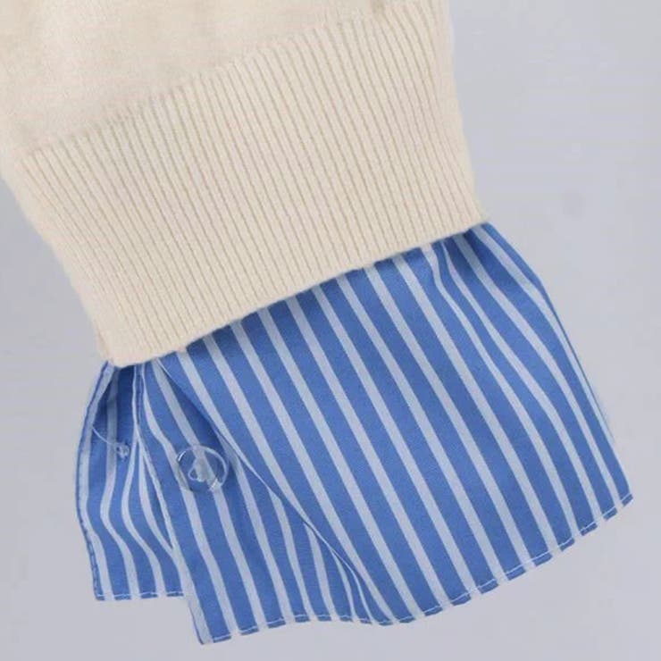 レイヤード風ジップニットストライプシャツ | Doux Belle  | 詳細画像18 